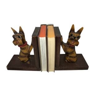 Hand-Carved Mid-Century Scottish Terrier Bookends – Vintage Whimsy